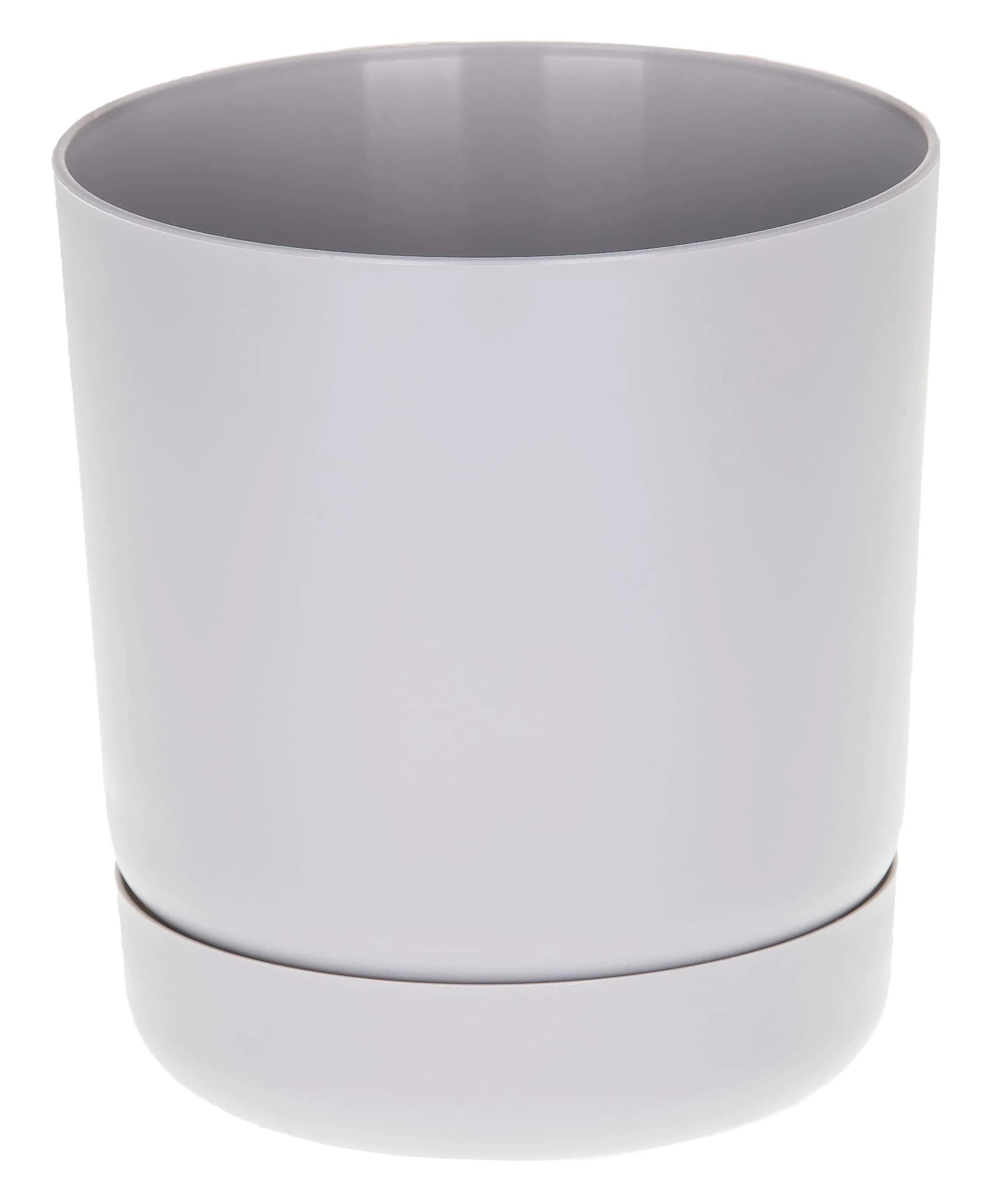 SPARKLE PLANTS Satina Indoor Plant Pots– 5 Sizes, 10 Colours, Modern Planter with Drainage Holes & Matching Saucer – Durable Lightweight Composite Flower Pots for Houseplant (13 cm, Steel)