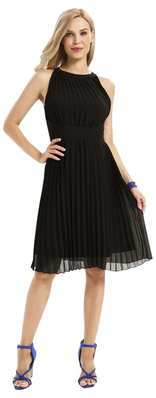 ApartFashion Women's Pleated Dress, Black, 14