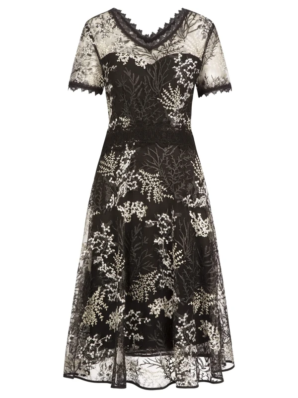 ApartFashion Women's Cocktail Dress, Black-Creme, 10