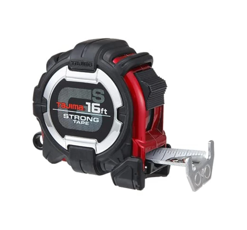 TAJIMA GS-Lock Tape Measure - 16ft x 1in Tape Measure with Compatible Clip & Horned Magnetic Hook - GS-MC16BW