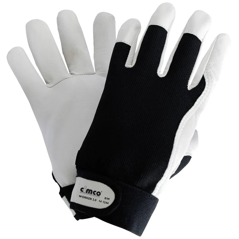 Cimco Worker 2.0 Black/White 141244 Nappa Leather Work Gloves Size (Gloves): 8, M EN 388 1