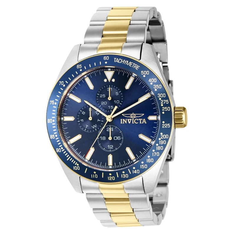 Invicta Aviator 39076 Men's Watch - Waterproof - Analogue - Quartz Movement - Stainless Steel with Blue dial - 45mm