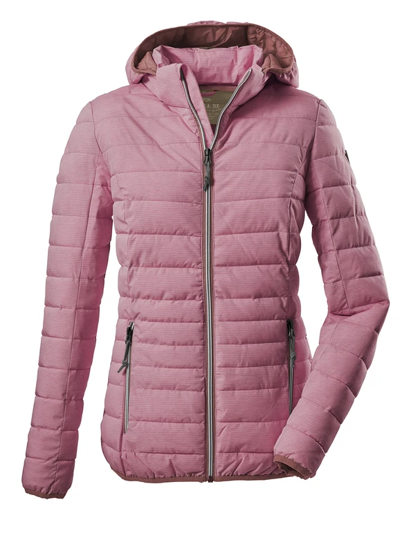 G.I.G.A. DX Women's Uyaka Stripe Functional Look, Quilted Jacket with Zip-Off Hood, Dark Rose, 38