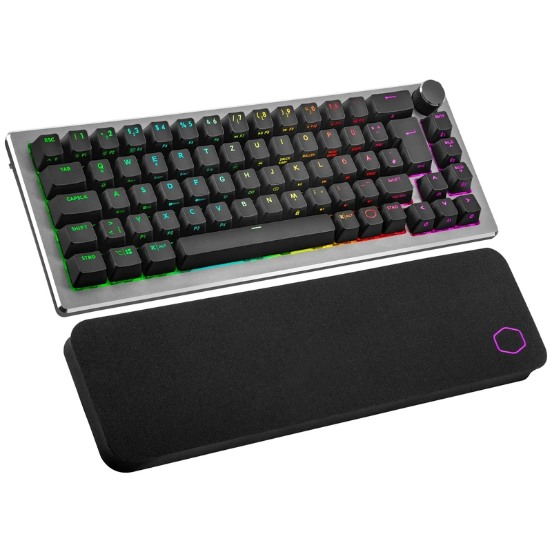 Cooler Master CK721 Mechanical Keyboard - Keyboard with 65% Layout, TTC Switch, RGB Lighting per Button, Hybrid Wireless Technology, Precision Wheel - Space Grey, DE - QWERTZ