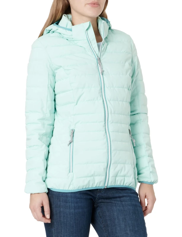 G.I.G.A. DX Women's Uyaka Stripe Casual Functional Jacket in Down Look with Zip-Off Hood, ice Blue, 38