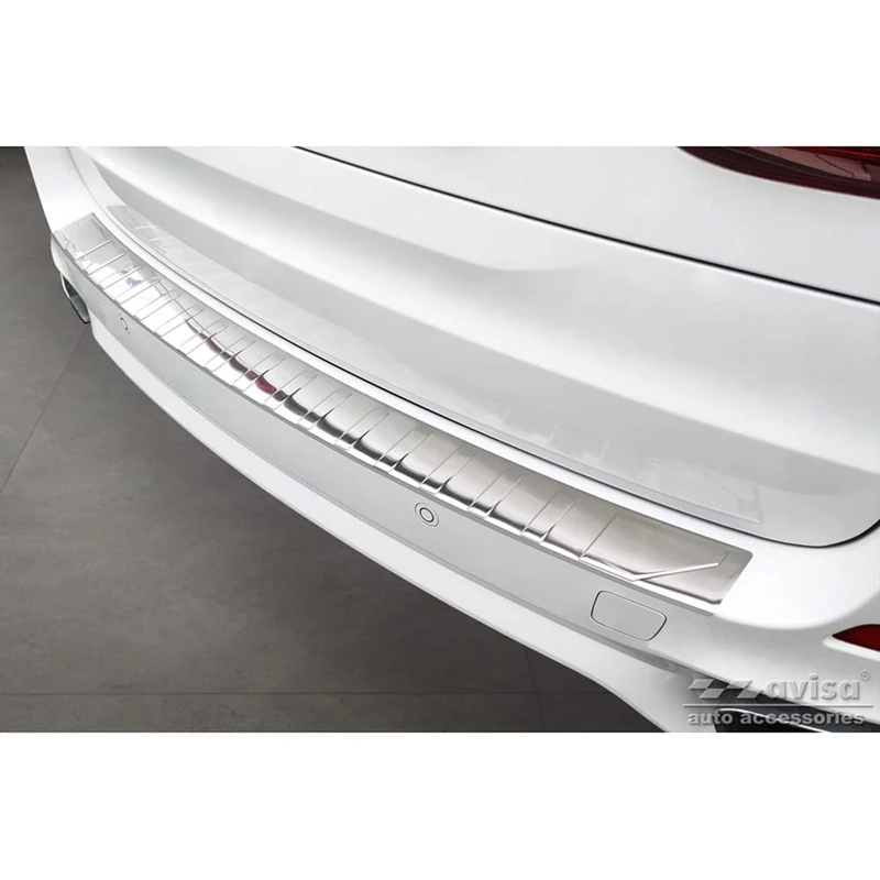 Avisa Stainless Steel Rear bumper protector compatible with BMW X5 F15 2013-2018 with M-Pakage 'Ribs'