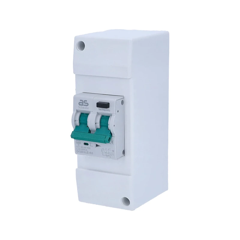 as - Schwabe Combination Fuse - 230 V/16 A, 30 mA, 2 Pole, Type A, C Characteristics - FI Circuit Breaker and LS Circuit Breaker - For Caravan, Caravan & Motorhome - Self-Assembly - IP44, 61569