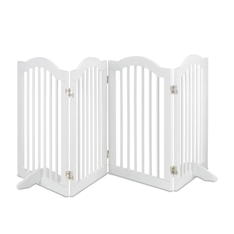 Relaxdays Safety Gate, Retractable Fence with Wide Feet, for Children & Pets, Free-Standing Barrier, HW: 92 x 154, White, Fibreboard