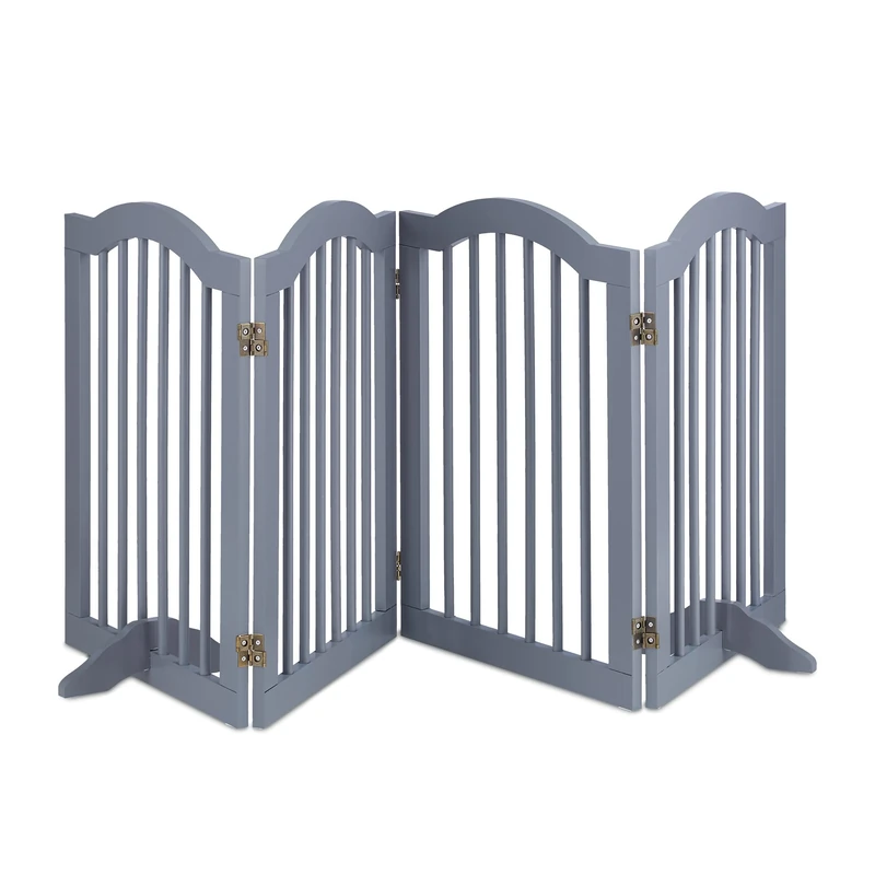 Relaxdays Safety Gate, Free-Standing Barrier, Protectiion Fence with Feet, for Children & Pets, HW: 70 x 205.5 cm, Grey, Fibreboard