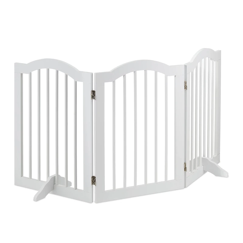 Relaxdays Safety Gate, Retractable Fence with Feet for Children & Pets, Free-Standing Barrier, HWD: 70 x 154 x 30, White