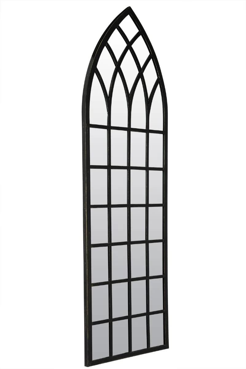 MirrorOutlet Large Metal Arched Black Outdoor Mirror Frost Protected 5ft3 x 1ft7 160cm x 47.5cm,GMA028