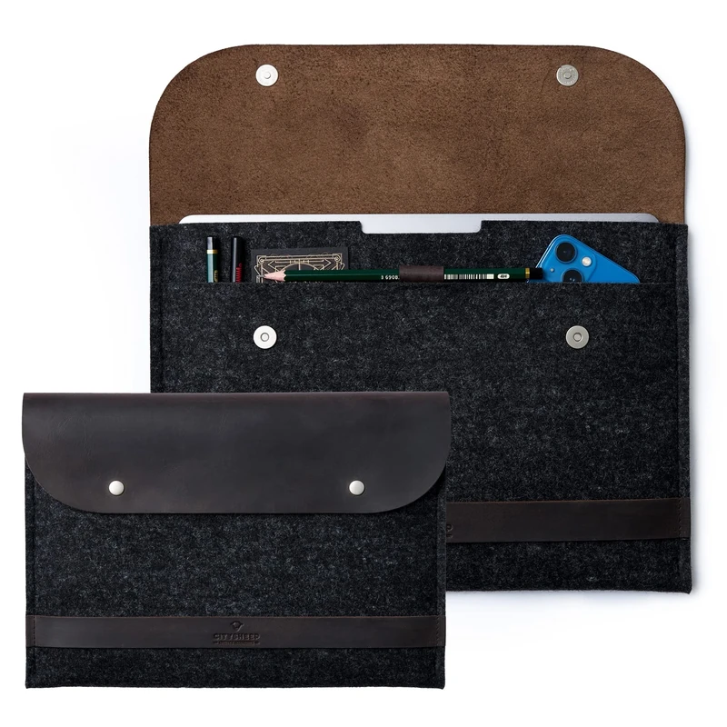 MacBook Sleeve MacBook Pro 14 Inch Sleeve Also Available for Air M2 M1 Pro 13" 13.3 14 16 Inch 2021 2022 MacBook Case Laptop Sleeve. Genuine Crazy Horse Leather and Merino Wool Felt - CITYSHEEP