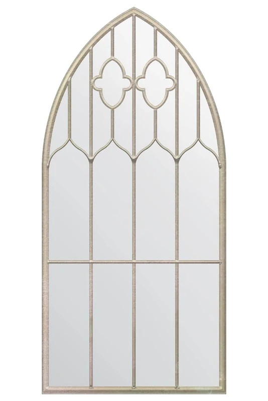 MirrorOutlet Home & Garden RusticRustic Multi Panelled Arched Window Garden Outdoor Mirror 140 x 75cm 4ft7 x 2ft5