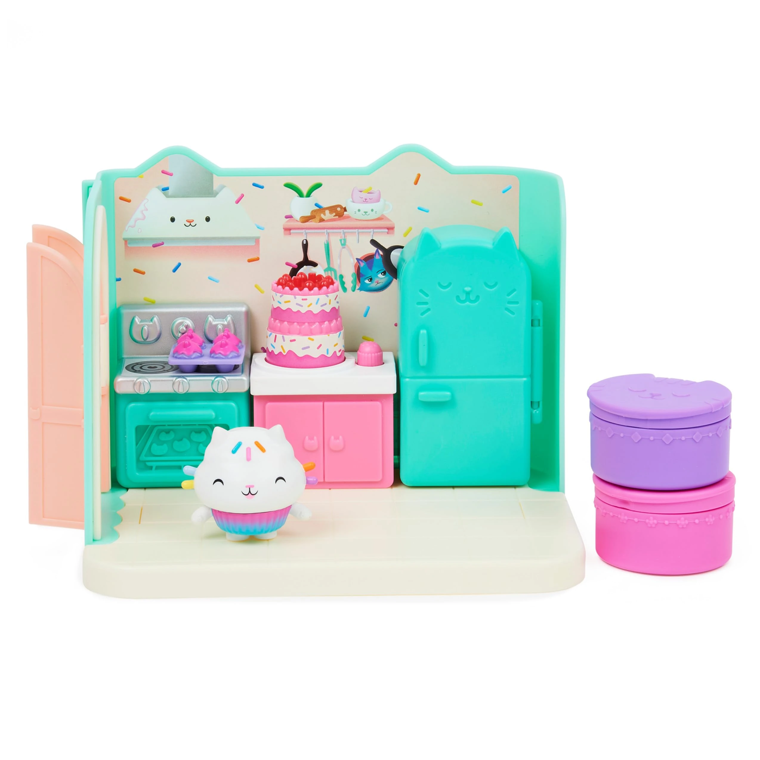 Gabby’s Dollhouse, Bakey with Cakey Kitchen with Figure and Accessories, 3 Furniture Pieces and 2 Surprises, Kids’ Toys for Ages 3 and above