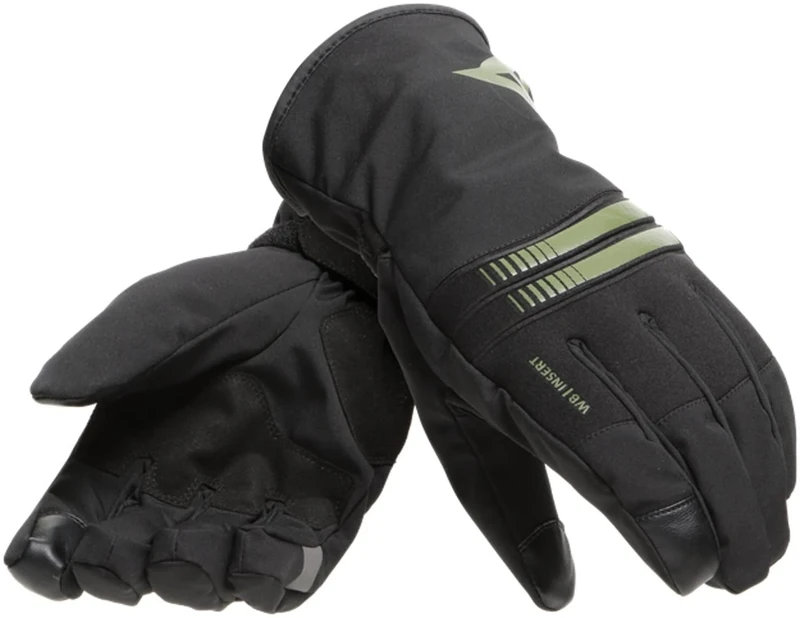 Dainese Plaza 3 D-Dry Gloves, Waterproof Winter Motorbike Gloves, Men, Black/Bronze-Green, XS