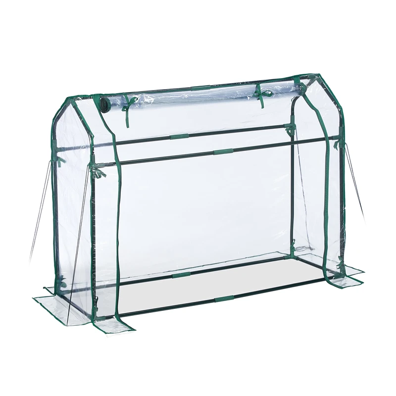 Relaxdays Metal Greenhouse, 92 x 124 x 42 cm, Transparent with Roll-up Door
