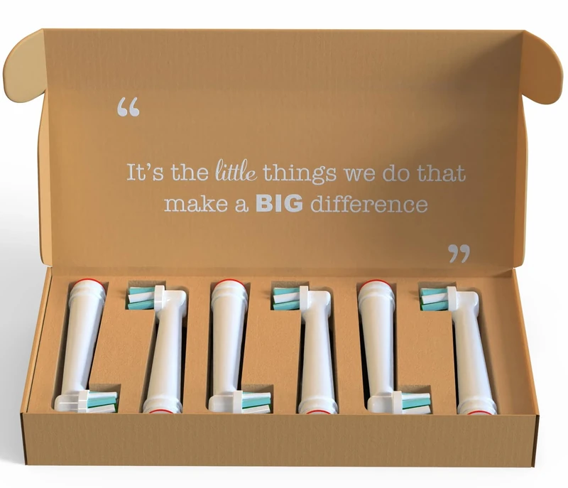 The Little Eco Company Recyclable Oral-B Compatible Toothbrush Head Set FREEPOST Recycling Service 6 Pack | Electric Toothbrush Head | Deep Clean & Polish Set