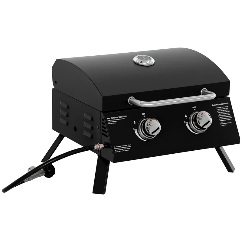 Outsunny 2 Burner Gas BBQ Grill - Portable Folding Tabletop