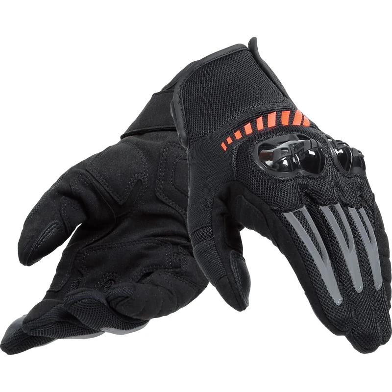 Dainese - Mig 3 Air Tex Gloves, Motorbike Gloves with Reinforced Palm, Motorcycle Gloves with Touchscreen Sensor, Knuckle Protectors, Mens Leather Gloves Stretchy and Breathable, Black/Red