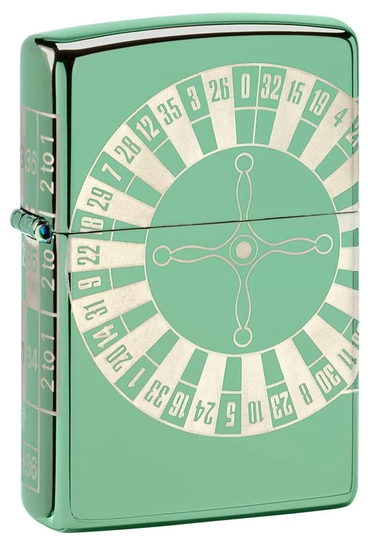 Zippo Windproof Lighter - Roulette Model - 360 Photo Image, High Polish Green - Refillable - Reusable - Windproof Design - Gift Box - Made in USA
