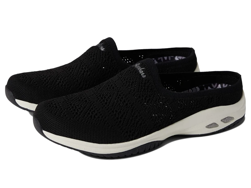 Skechers Women's 100500 BKW Casual Shoes, Black Knit Mesh/White Trim, 3 UK