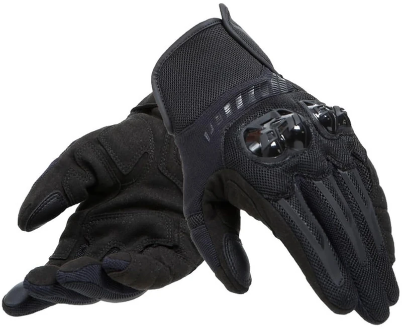 Dainese - Mig 3 Air Tex Gloves, Motorbike Gloves with Reinforced Palm, Motorcycle Gloves with Touchscreen Sensor, Knuckle Protectors, Mens Leather Gloves Stretchy and Breathable, Black