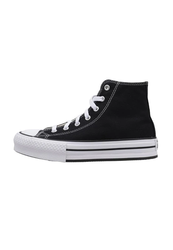 Converse All Star Eva Lift Hi Youth Platform Trainers Black White - 13 Youth UK