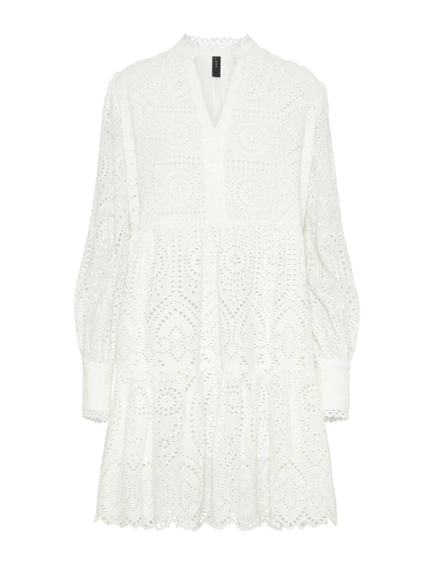 YAS Women's Yasholi LS Dress S. Noos Tiered Dress, Star White, XS