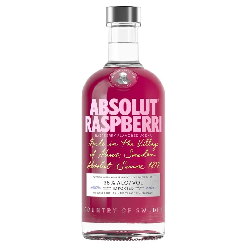 Absolut Raspberri Flavoured Vodka, 38 percent ABV, 70cL, Made in Sweden, Raspberri Collins, Award Winning Taste, Works Well for Creative Drinks
