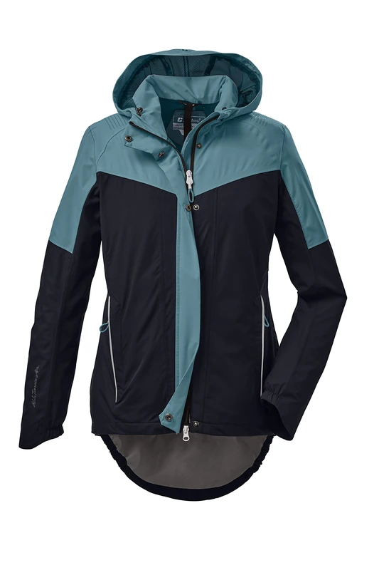 Killtec Women's Kos 27 Wmn Jckt Functional Jacket with Hood and Splash Guard, Packable, Waterproof, Dark Navy, 40