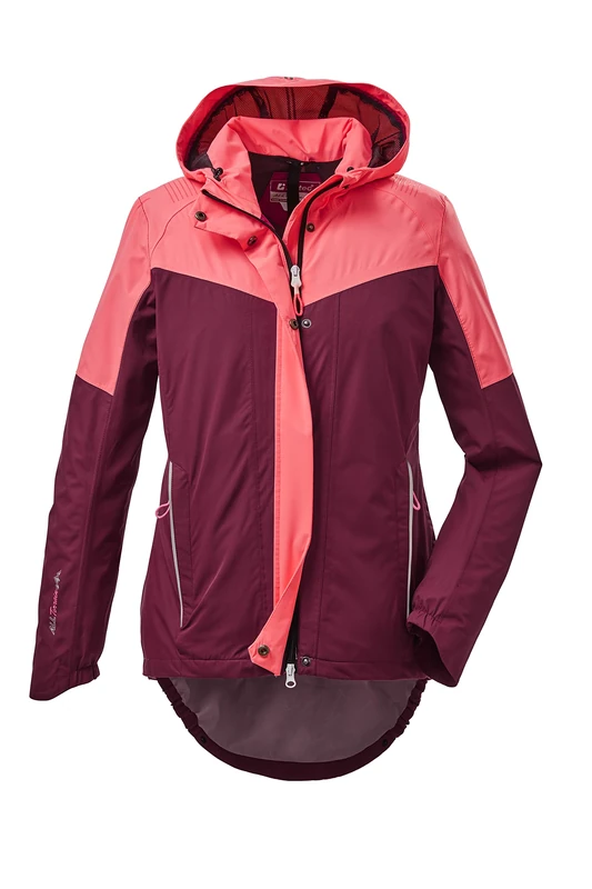 Killtec Women's Kos 27 Wmn Jckt Functional Jacket with Hood and Splash Guard, Packable, Waterproof, Dark Rose, 38