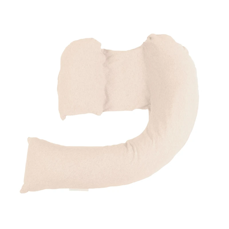 DreamGenii Pregnancy Support and Feeding Pillow, Support For Left Lateral Sleeping in Pregnancy and Beyond With Removable, Washable Cover - Beige Cotton Jersey