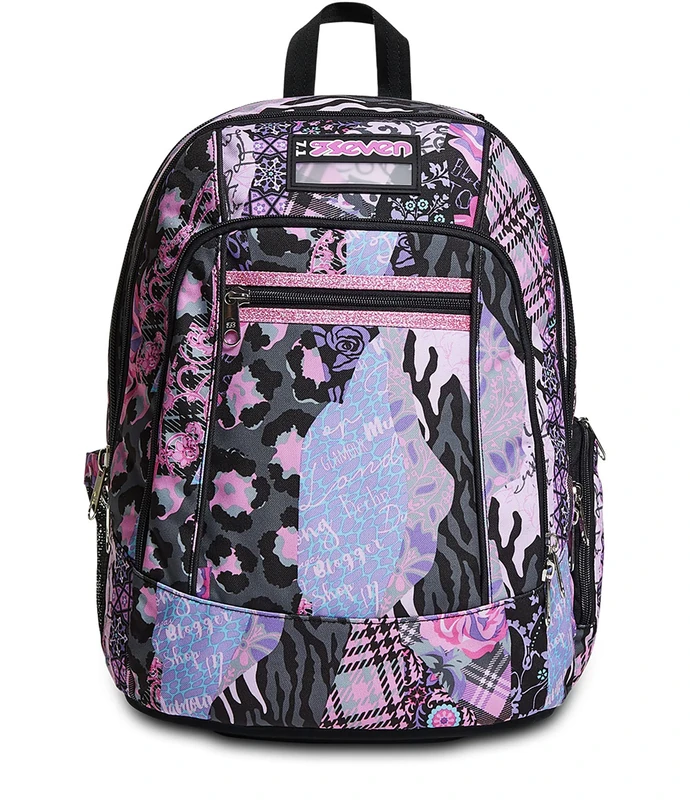 Seven S.P.A. Advanced School Backpack, Black Roses, standard size, Casual