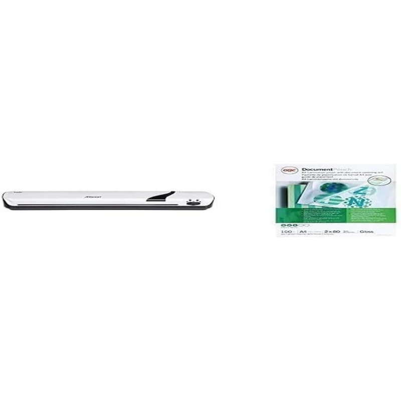 Rexel A3 Style Laminator, White with GBC IB585036 A4 2x80 Micron Gloss Laminating Pouches, Pack of 100