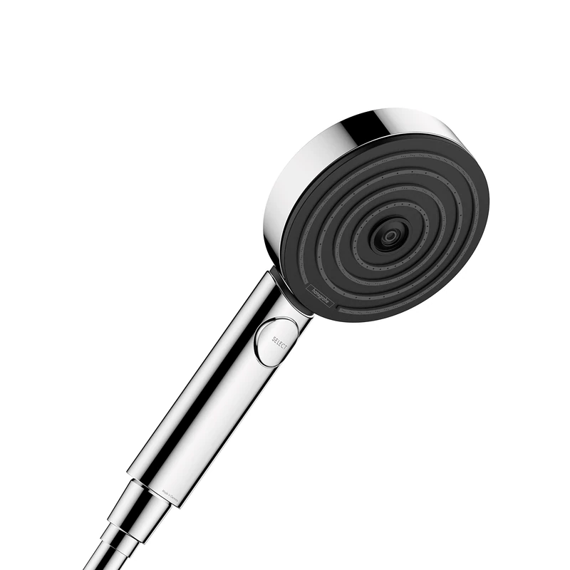 hansgrohe Pulsify S 4-inch Modern Handheld Shower Head 3-Spray PowderRain, IntenseRain, Pulsating Massage in Chrome, 24111001