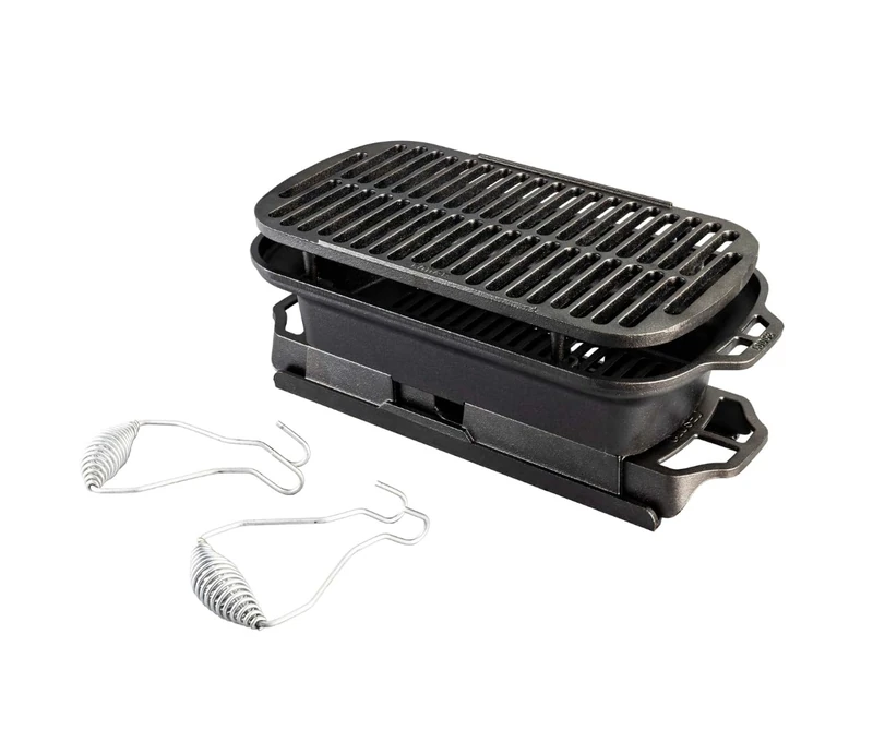 Lodge Pre-Seasoned Cast Iron Grill - 19.5 Inch Sportsman's Pro Grill with Easily Adjustable Airflow