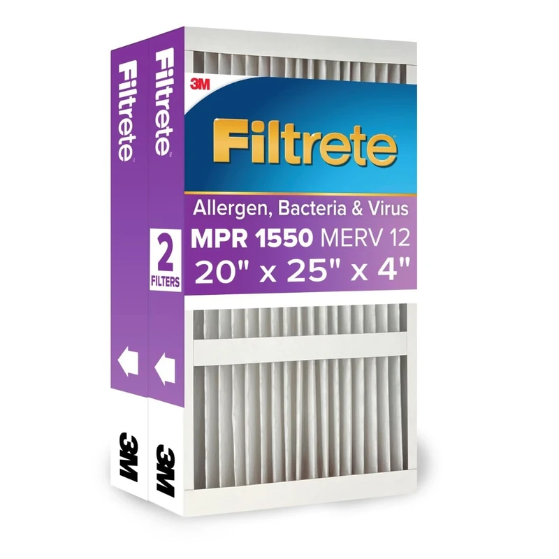 Filtrete 20x25x4 SlimFit, AC Furnace Air Filter, MPR 1550 DP, Healthy Living Ultra Allergen Deep Pleat, 2-Pack (exact dimensions 19.5 x 24.5 x 3.75)