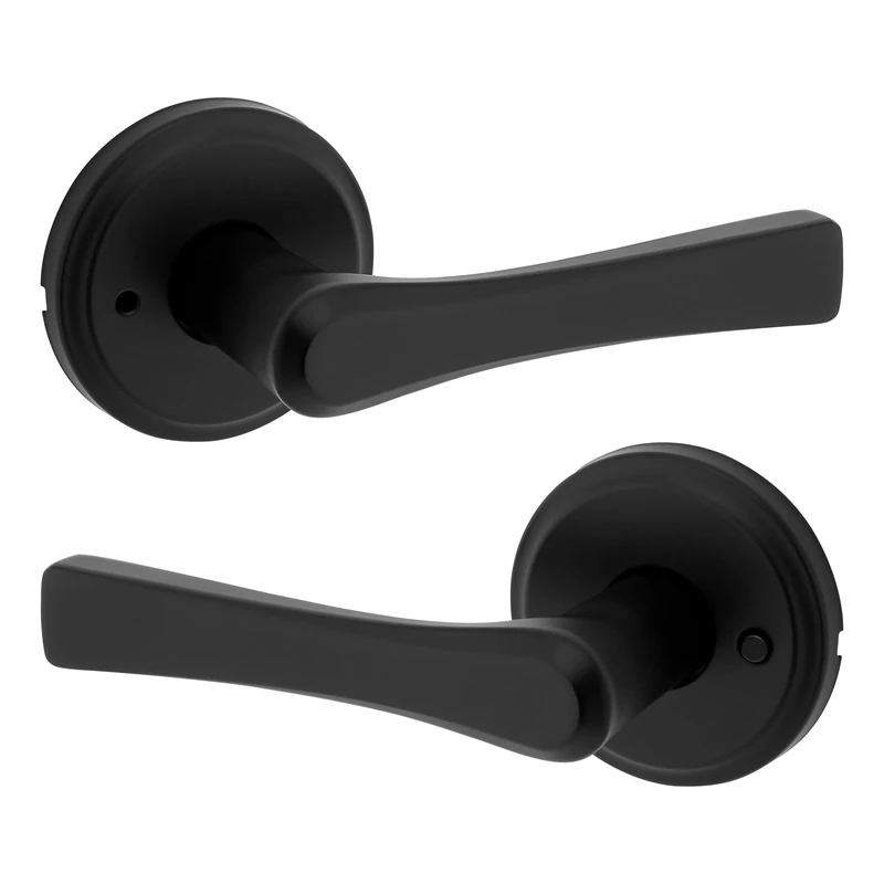 Kwikset Katella Privacy Lever with Round Rose in Matte Black, 97300-951
