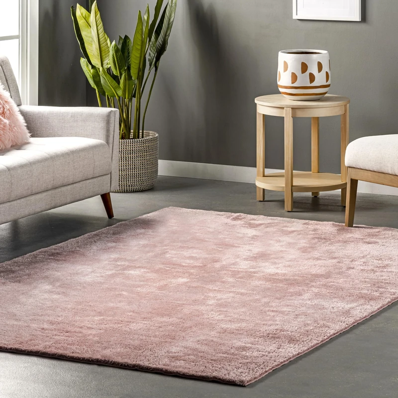 nuLOOM Loni Solid Machine Washable Shag Area Rug, 5' x 8', Pink