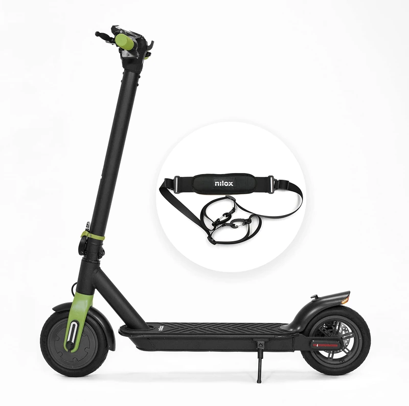 Nilox - X-Drive M1, Folding Electric Scooter with Shoulder Strap, Motor 350 W, Autonomy 25 km, Lightweight Scooter with Cruise Control, Smart Display, NFC Key and Directional Arrows, Black and Lime