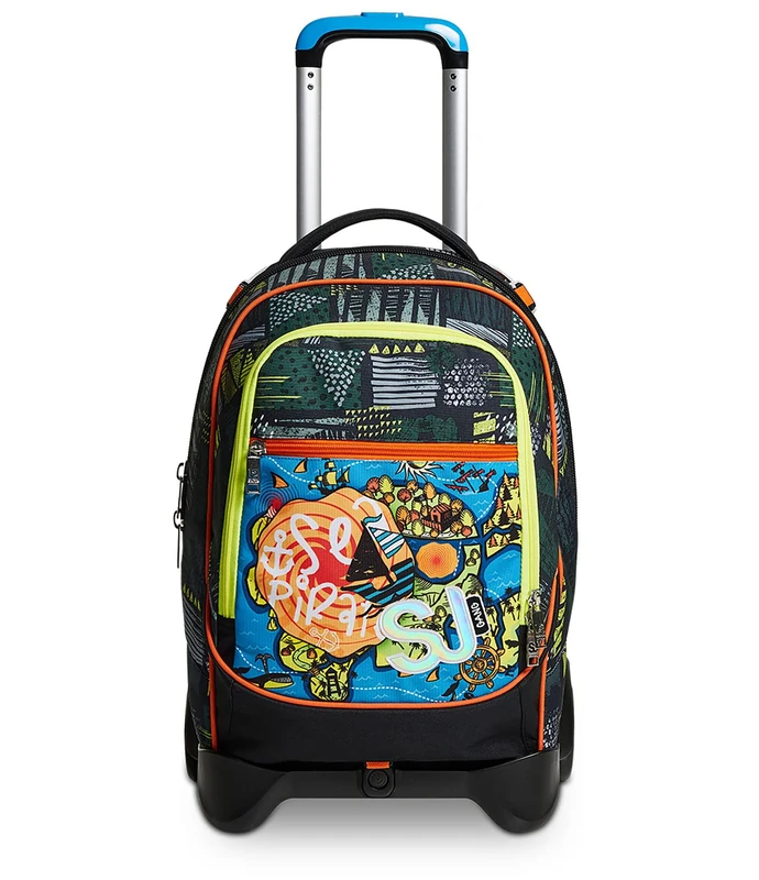 Jack 2 Wheels School Trolley – Sea Pirate SJ Boy Child – Detachable Backpack – Double Use, Orange, Taglia Unica, Casual