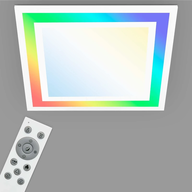 TELEFUNKEN - LED Panel, LED Ceiling Light, dimmable, with Remote Control, RGB Function, 24 Watt, 2400 lm, Timer Function, 445 x 445 x 63 mm (L x W x H), 318806TF White