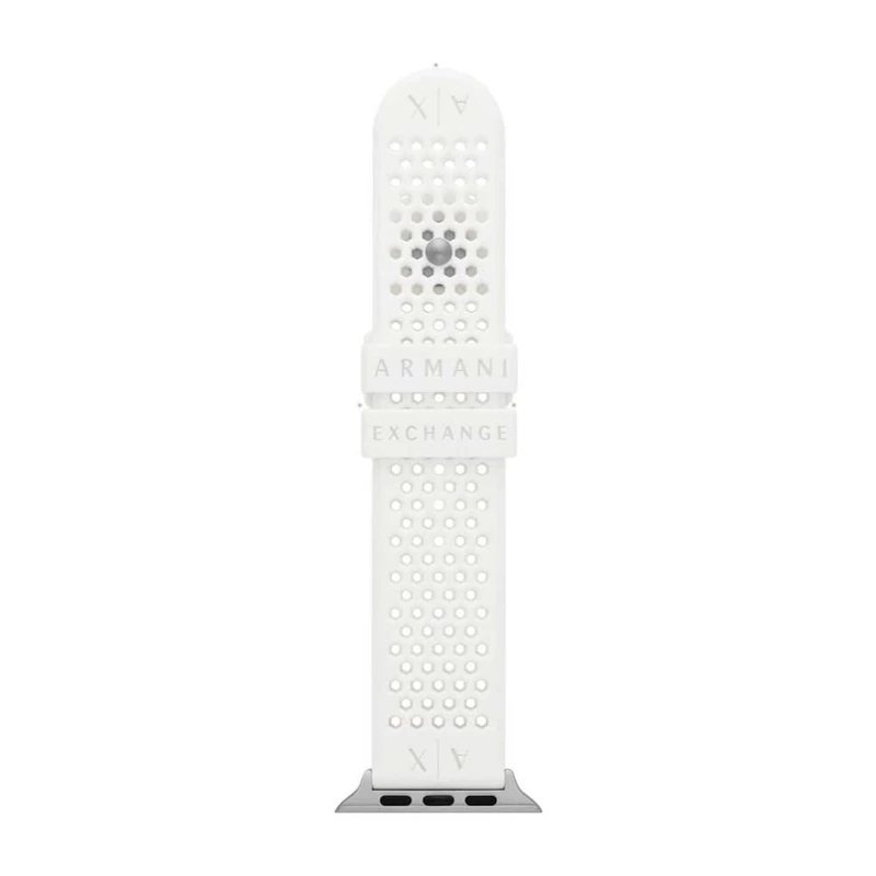 Armani Exchange Men's Silicone Band for Apple Watch®, Custom fit for 42/44/45mm with single button stud closure