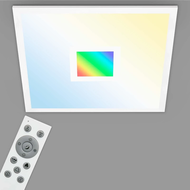 TELEFUNKEN - LED Panel, LED Ceiling Light, dimmable, with Remote Control, RGB Interior, 24 Watt, 2400 lm, Timer Function, 445 x 445 x 62 mm (L x W x H), 319106TF, White, 44.5 x 44.5 cm
