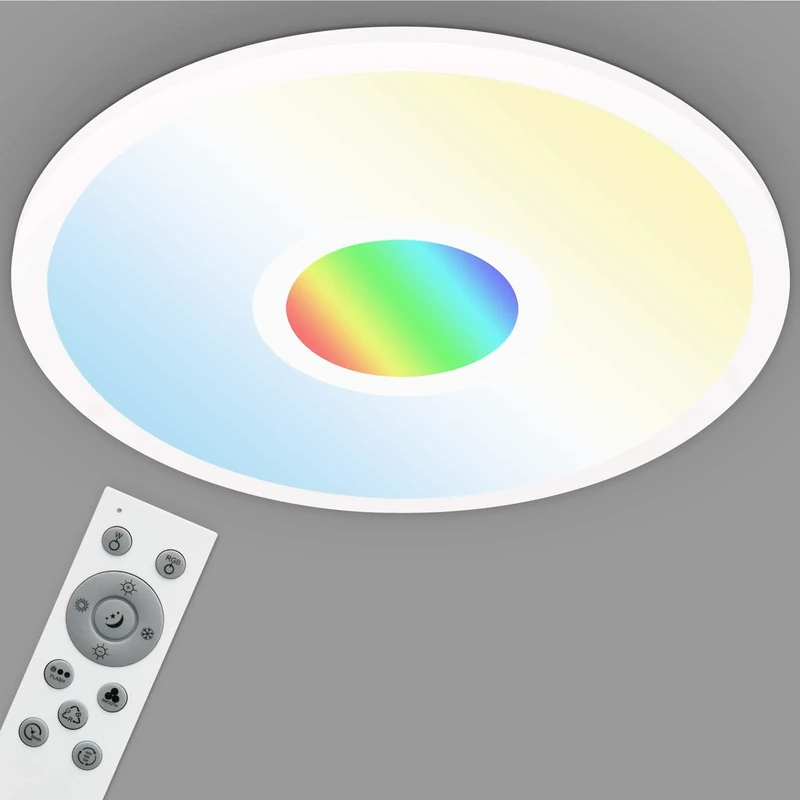 Briloner Telefunken 319306TF LED Panel, LED Ceiling Light, Dimmable, with Remote Control, RGB Indoor Use, 22 Watt, 2200 lm, Timer Function, 450 x 63 mm (DxH) White