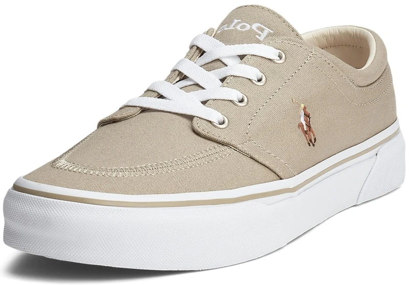 POLO RALPH LAUREN Men's Keaton Laceless Sneakers, Hampton Khaki/Multi, 6.5 UK