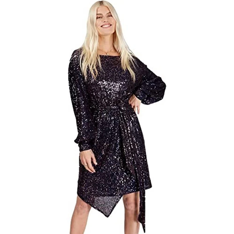 Little Mistress Women's by Vogue Williams Sequin Mini Dress, Size 16 UK, Multicolour