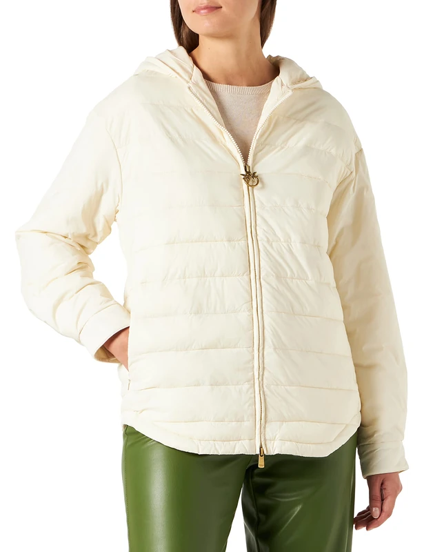 Pinko Women's Ursola Over Shirt Canvas Technique Jacket, C21_Beige Birch, UK 14