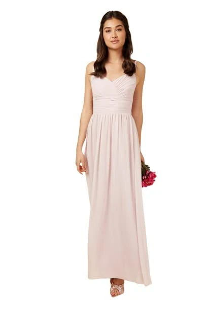 Little Mistress Women's Nude Braided Strap Bridesmaid Maxi Dress, Pink, 10 UK