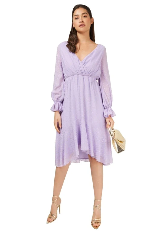 Little Mistress Women's High Low Dress, Purple, 14 UK